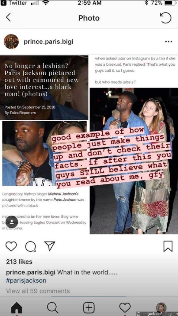 Paris Jackson addressed dating rumor on Instagram Story
