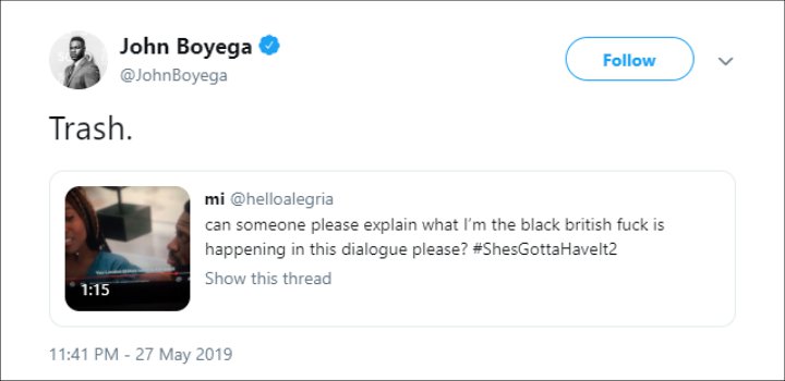 John Boyega's tweet.