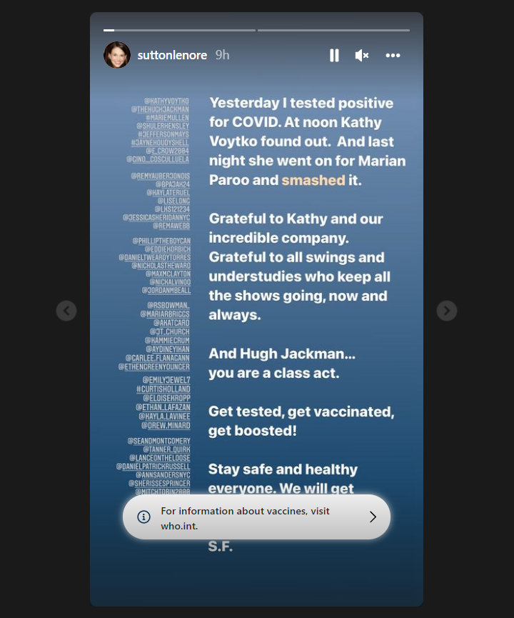 Sutton Foster via Instagram Story