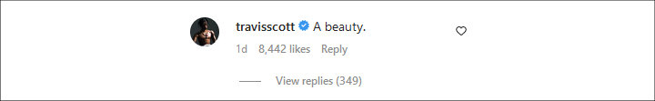 Travis Scott's IG comment