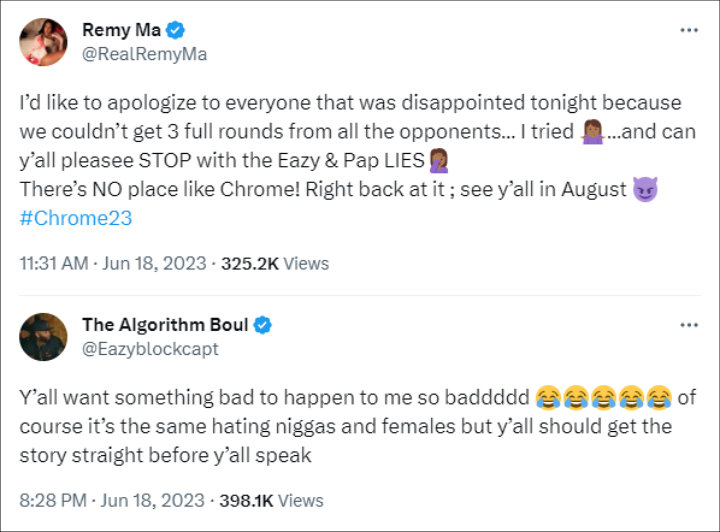Remy Ma and Eazy The Block Captain's Tweets
