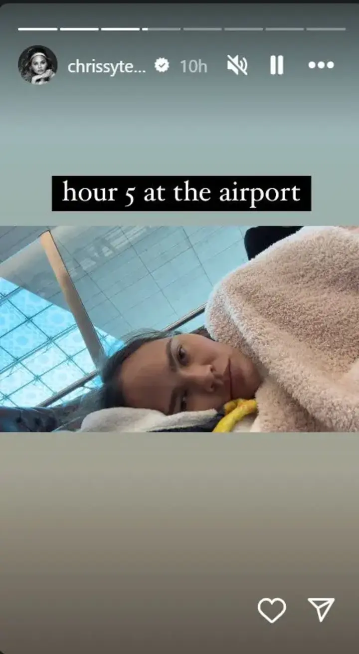 Chrissy Teigen slept at Dubai airport