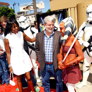 George Lucas, Mellody Hobson in Star Wars: The Clone Wars U.S. Premiere - Arrivals