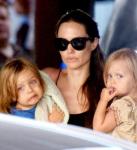 Angelina Jolie Has Her Hands Full With Twins on Another Bowling Outing