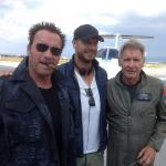 First Look: Arnold Schwarzenegger and Harrison Ford Look Tough on 'Expendables 3' Set