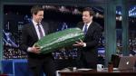 Jimmy Fallon Hands Over 'Late Night' Pickle to Seth Meyers