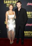 Sam Worthington Brings His 'Wife' Lara Bingle to 'Sabotage' LA Premiere