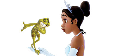 Tiana
and the frog who turns her life upside down in  'The Princess and the
Frog' 
