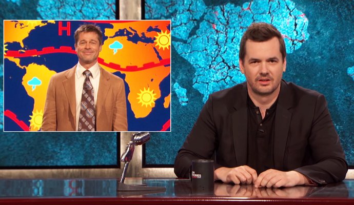 Brad Pitt Fired as the Depressing Weatherman on 'Jim Jefferies Show'. See His Reaction!