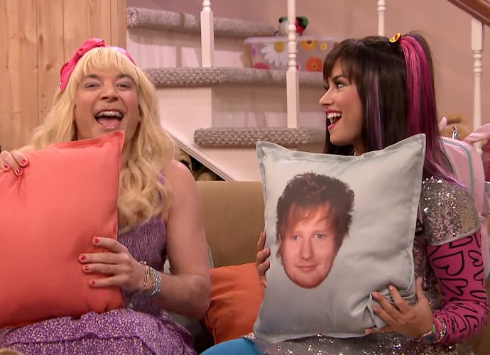 Watch Demi Lovato Practice Kissing Using Ed Sheeran Pillow on 'Ew!' With Jimmy Fallon