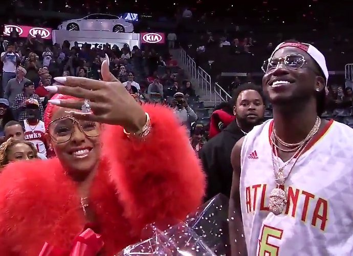 Gucci Mane Proposes to Longtime Girlfriend Keyshia Ka'oir at Hawks Game
