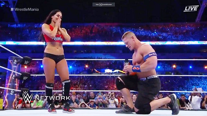 John Cena Proposes to Nikki Bella on the Ring Live at WrestleMania 33