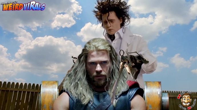 Johnny Depp Cuts Chris Hemsworth's Hair in 'Edward Scissorhands' - 'Thor: Ragnarok' Mashup
