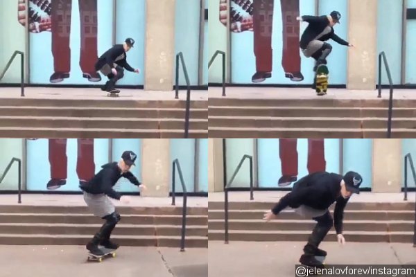 Justin Bieber Takes a Tumble While Skateboarding in New York