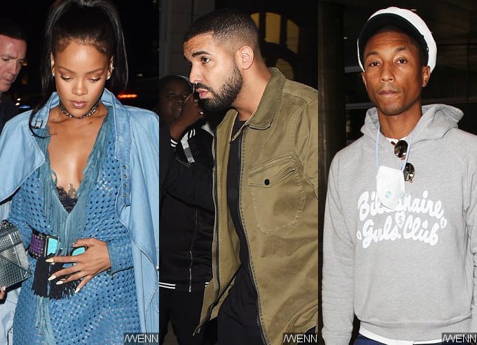 New Collaboration? Rihanna, Drake and Pharrell Hit Recording Studio Together in London