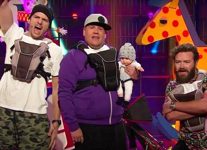 Watch Ashton Kutcher Perform With His Dad Band on 'James Corden'