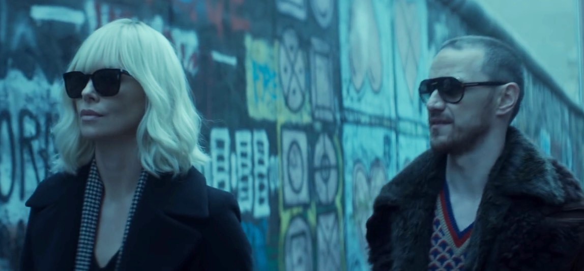 Charlize Theron stars as Lorraine Broughton and James McAvoy stars as David Percival in Focus Features' Atomic Blonde (2017)