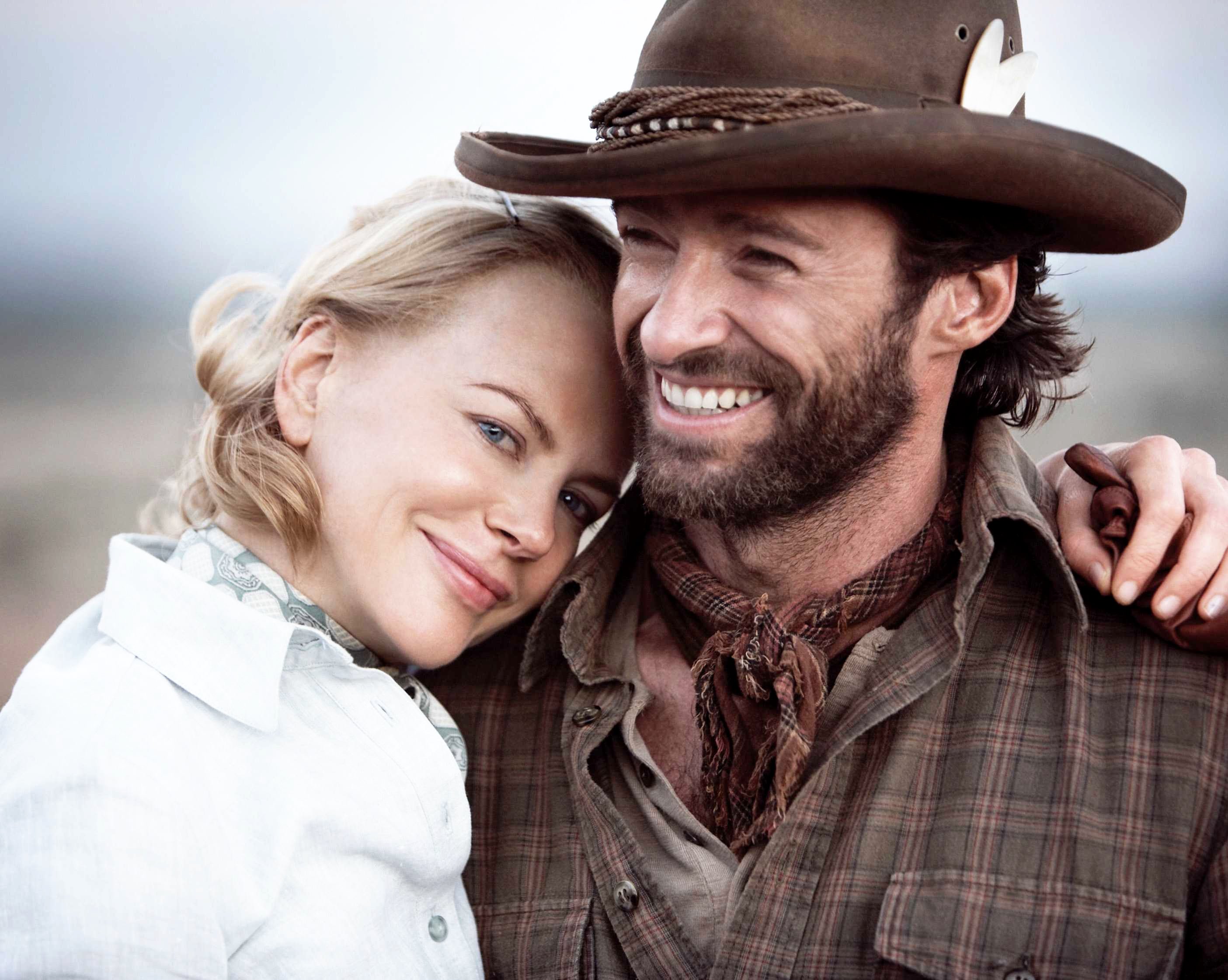 Nicole Kidman stars as Lady Sarah Ashley and Hugh Jackman stars as The Drover in The 20th Century Fox's Australia (2008). Photo credit by James Fisher.