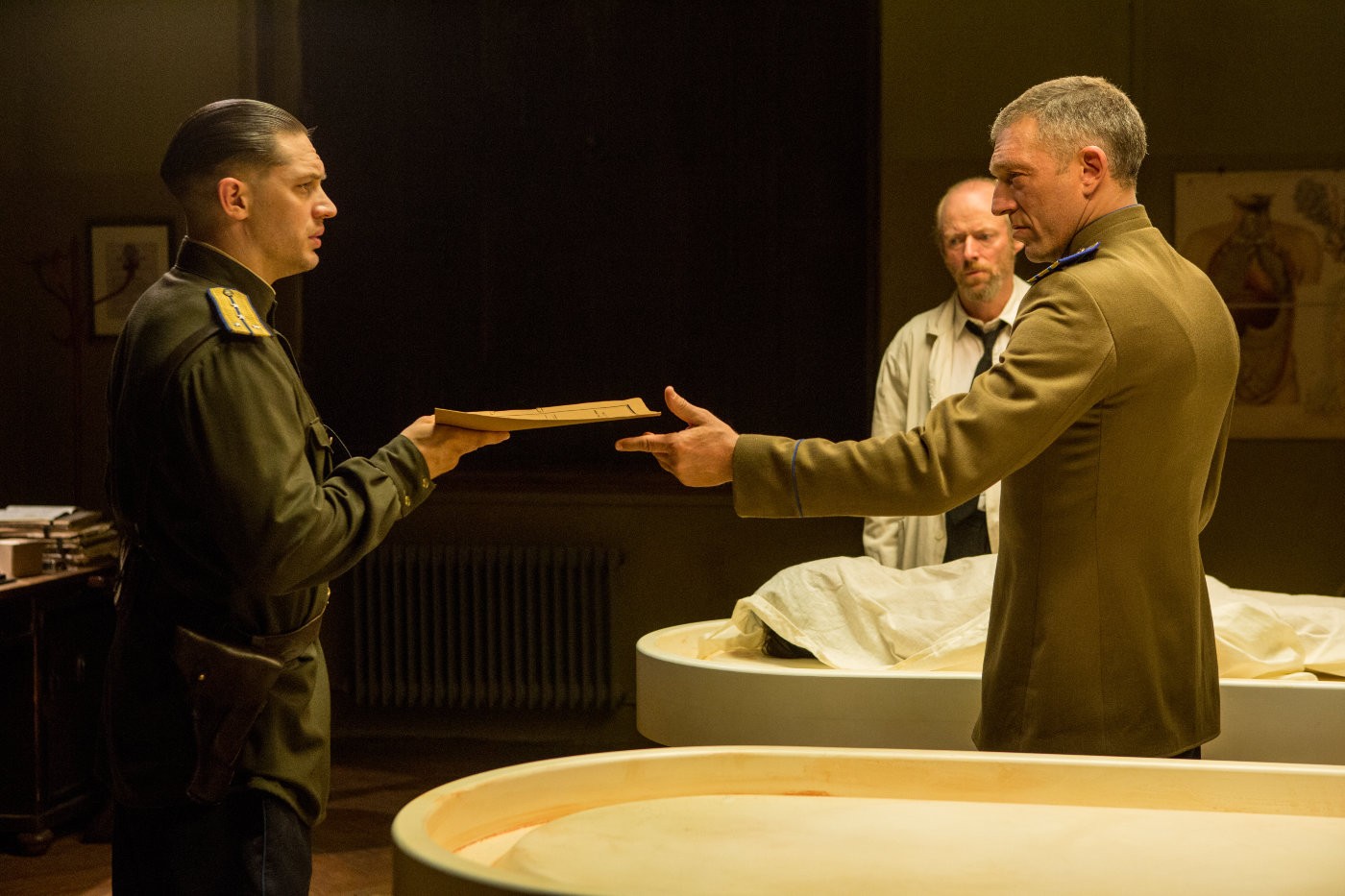 Tom Hardy stars as Leo Demidov and Vincent Cassel stars as Major Kuzmin in Summit Entertainment's Child 44 (2015)