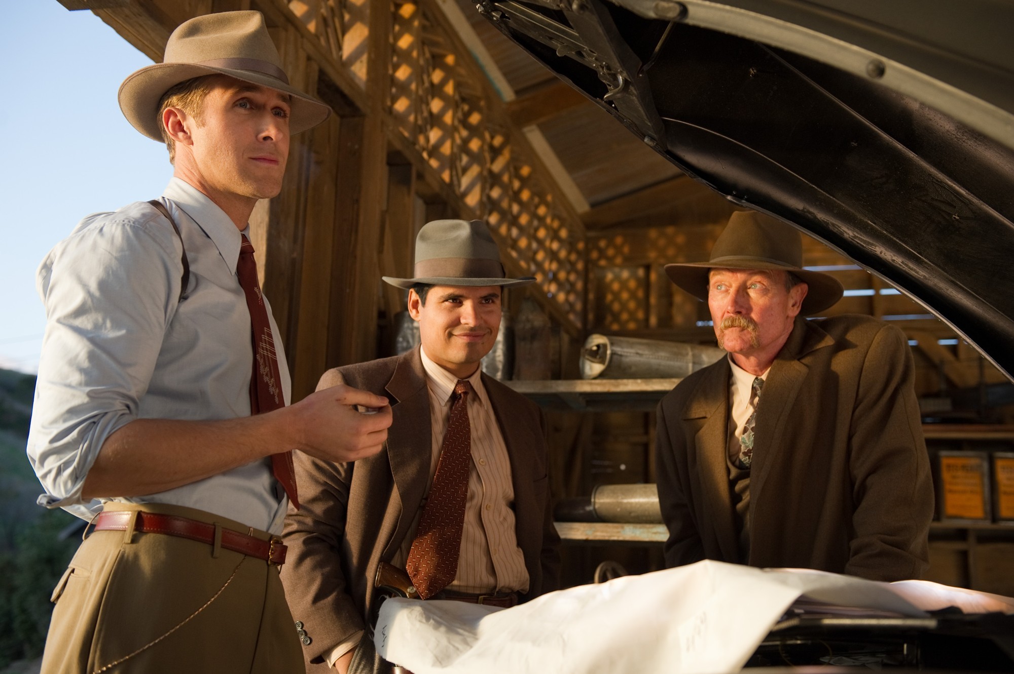 Ryan Gosling, Michael Pena and Robert Patrick in Warner Bros. Pictures' Gangster Squad (2013)