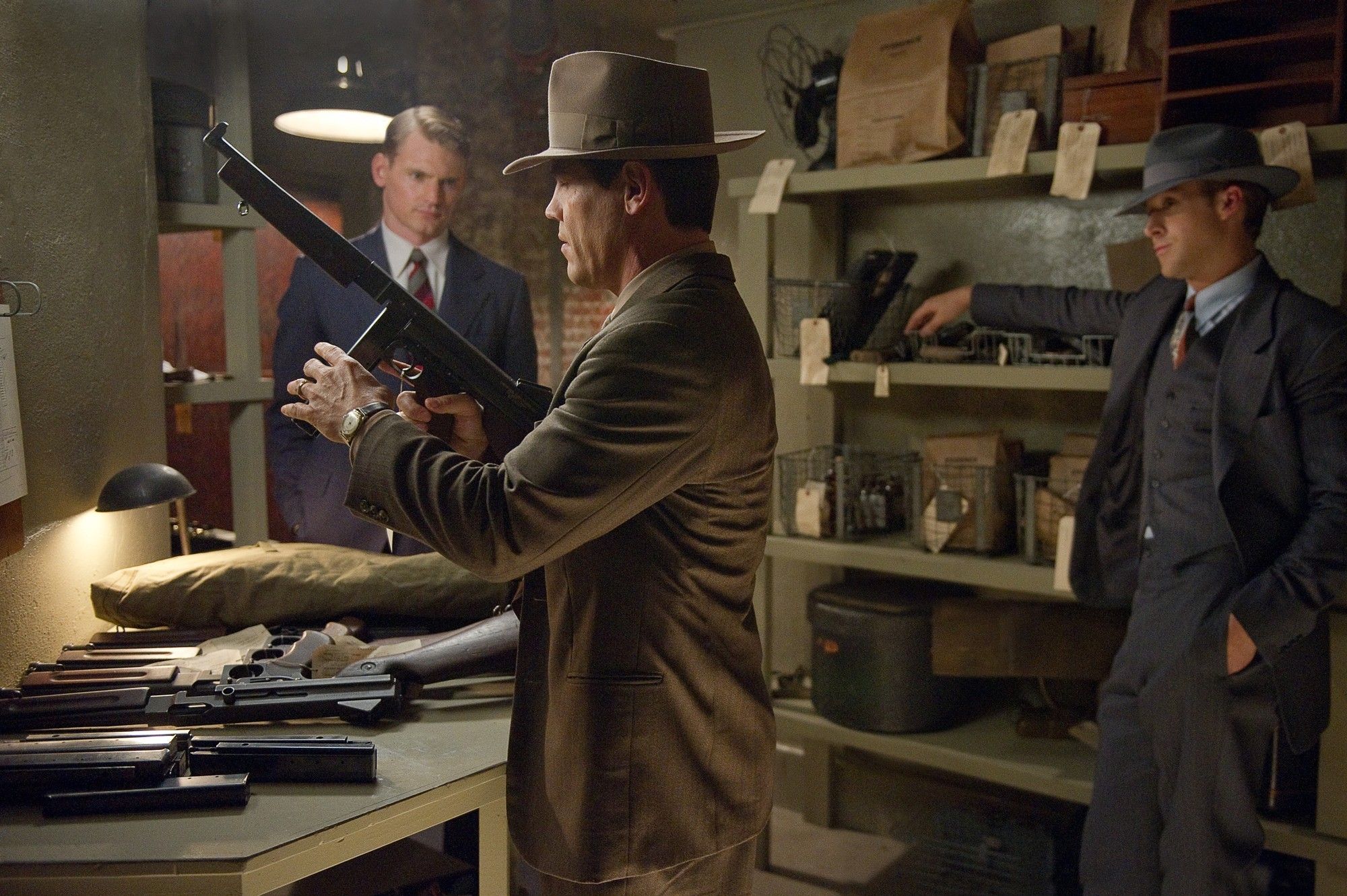 Josh Brolin stars as John O'Mara and Ryan Gosling stars as Sgt. Jerry Wooters in Warner Bros. Pictures' Gangster Squad (2013)