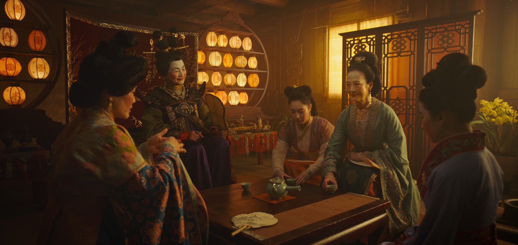 Jo Lo, Pei-Pei Cheng, Xana Tang, Rosalind Chao and Liu Yifei in Walt Disney Pictures' Mulan (2020)