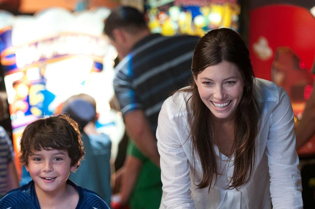 Noah Lomax stars as Lewis and Jessica Biel stars as Stacie in FilmDistrict's Playing for Keeps (2012)