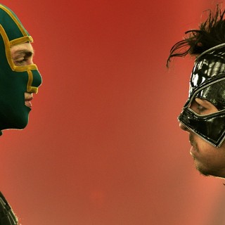 Aaron Johnson stars as 	Dave Lizewski/Kick-Ass and Christopher Mintz-Plasse stars as Chris D'Amico/The Mother Fucker in Universal Pictures' Kick-Ass 2 (2013)