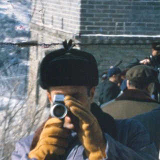Chief of Staff H.R. 'Bob' Haldeman, one of the amateur filmmakers whose Super 8 footage is showcased in the film, films his assistant filming him at the Great Wall of China (February 1972)