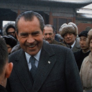 President and Mrs. Nixon mingle with the locals in China while the American press looks on (February 1972)