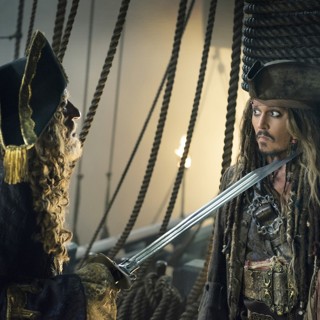 Geoffrey Rush stars as Barbossa and Johnny Depp stars as Captain Jack Sparrow in Walt Disney Pictures' Pirates of the Caribbean: Dead Men Tell No Tales (2017)