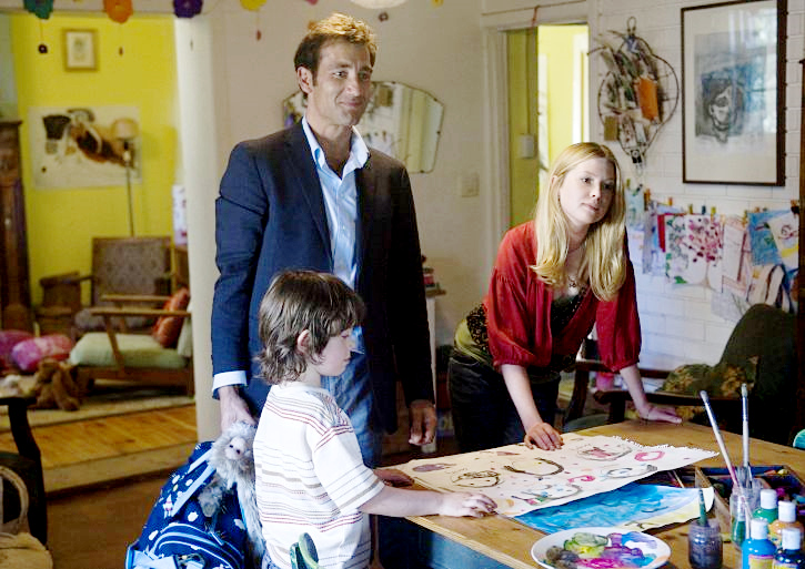 Nicholas McAnulty, Clive Owen and Emma Booth in Miramax Films' The Boys Are Back (2009)