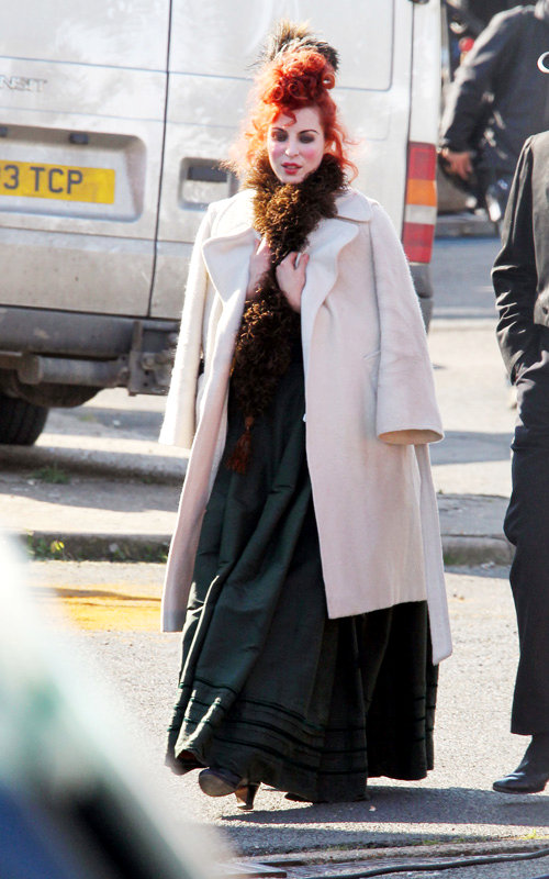 Christina Ricci in Unique Make-Up Pictured on the Set of 'Bel Ami'