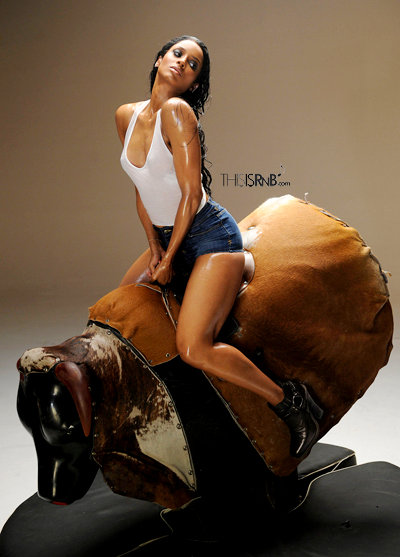 Ciara Riding Bucking Bronco for Video Shoot of Ludacris-Assisted Single