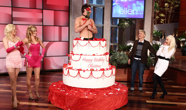 Christina Aguilera Presented With Half-Naked Man for Birthday