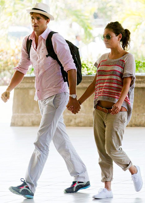 Ashton Kutcher and Mila Kunis Holding Hands in Bali