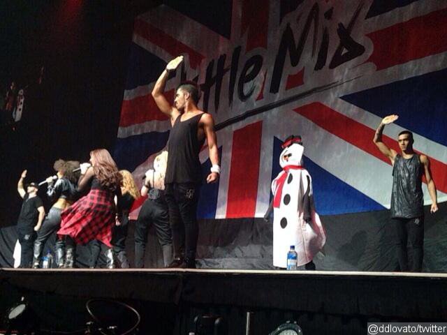 Video: Demi Lovato Crashes Little Mix's Show in Snowman Costume