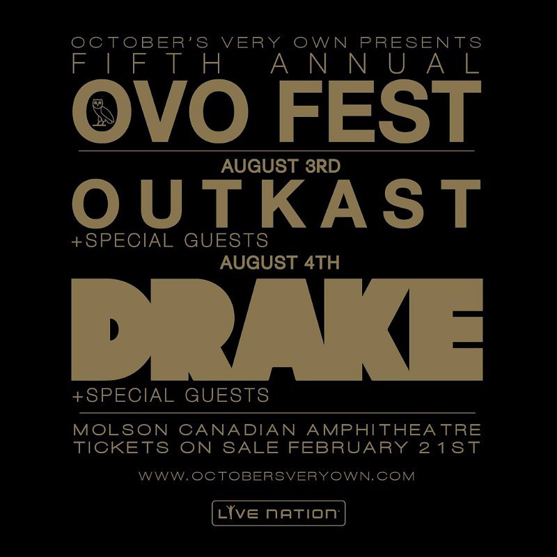 Drake and OutKast to Headline 2014 OVO Festival