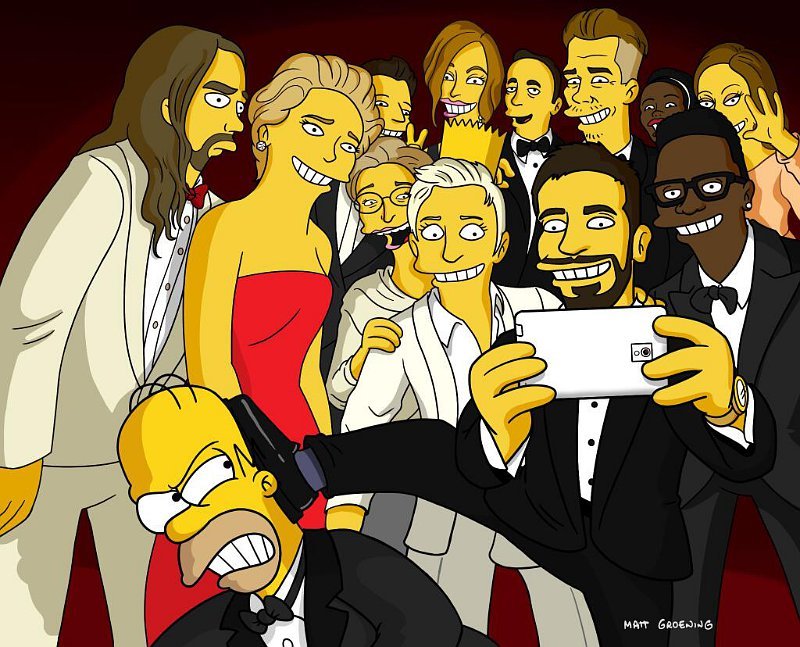 Ellen DeGeneres' Star-Studded Selfie Gets the Simpsons Treatment