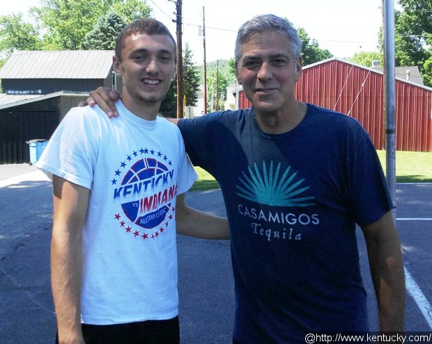 George Clooney Plays Pick-Up Game With Student From His High School