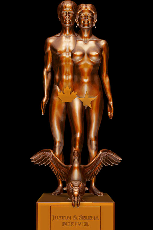Justin Bieber and Selena Gomez Get Immortalized in the Nude