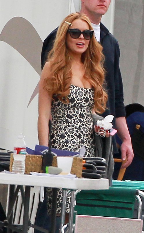 Lindsay Lohan Snapped on 'Glee' Set After Arriving Late