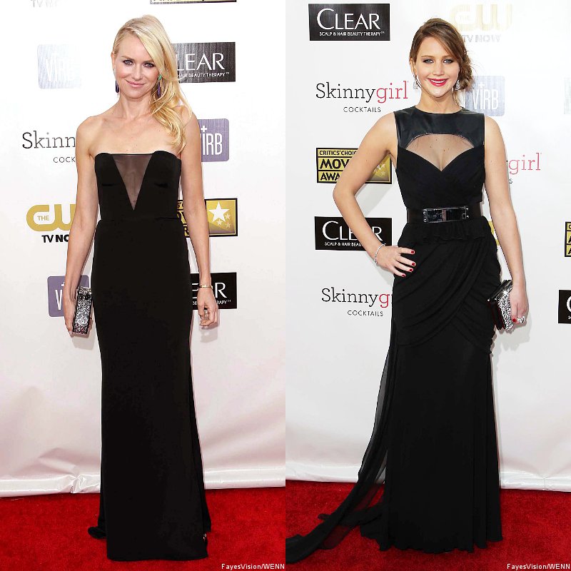 Naomi Watts and Jennifer Lawrence Elegant in Black at 2013 Critics' Choice Movie Awards