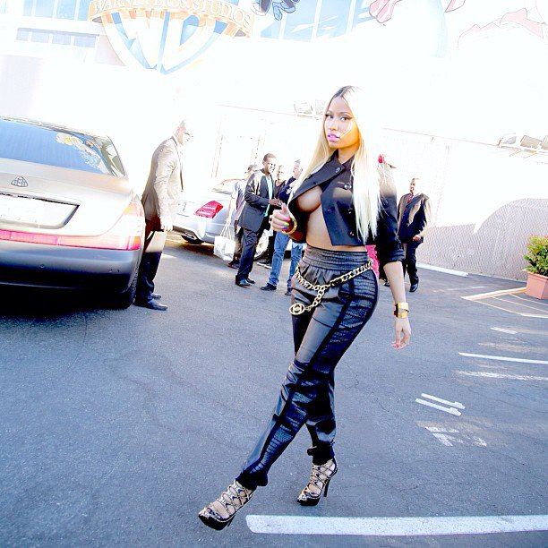 Nicki Minaj Suffers Nip Slip While Braless in Unbuttoned Jacket