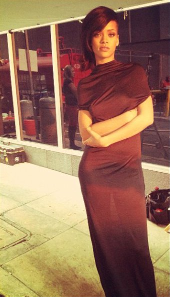 Rihanna Goes Fiery on the Set of 'Diamonds' Music Video