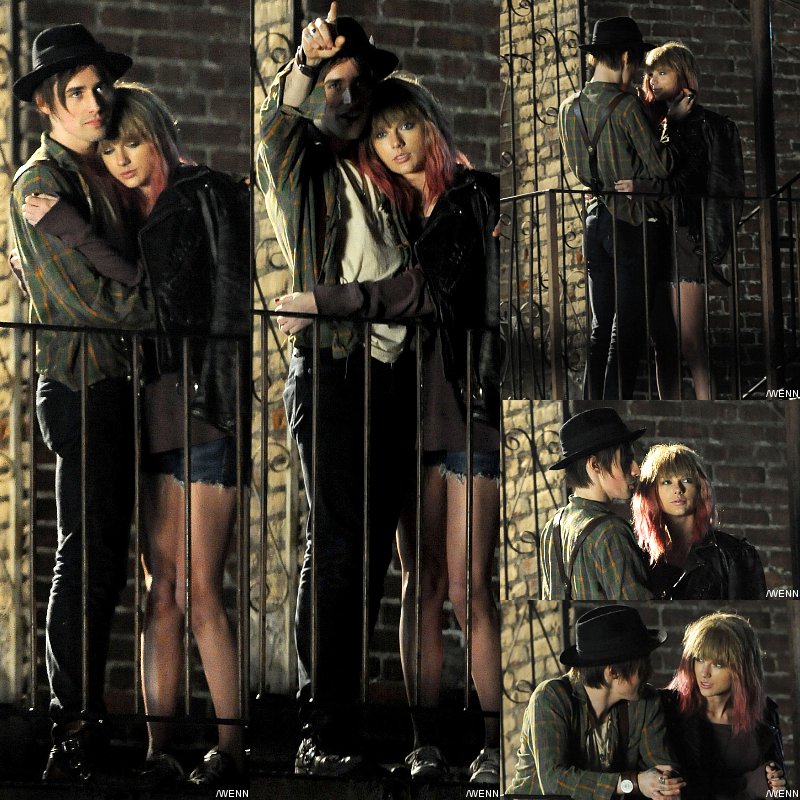 Photos: Taylor Swift Flaunts Short Pink Hair on the Set of 'I Knew You Were Trouble'
