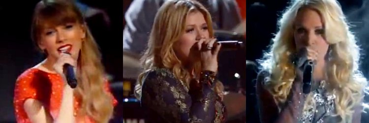 Video: Taylor Swift, Kelly Clarkson and Carrie Underwood Perform at 2012 CMA Awards
