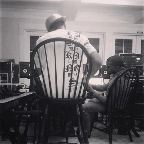 Tyga and Kanye West Pictured Working in Studio Together