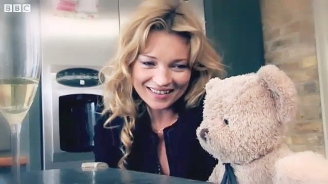 Video: Kate Moss Turns Comic in Misery Bear Skit