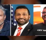 Jon Stewart Mocks FBI’s Kash Patel for Olympic Hockey Locker Room Celebration